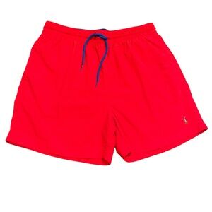 Polo Ralph Lauren Red Swim Shorts with Drawstring Waistband - Size L